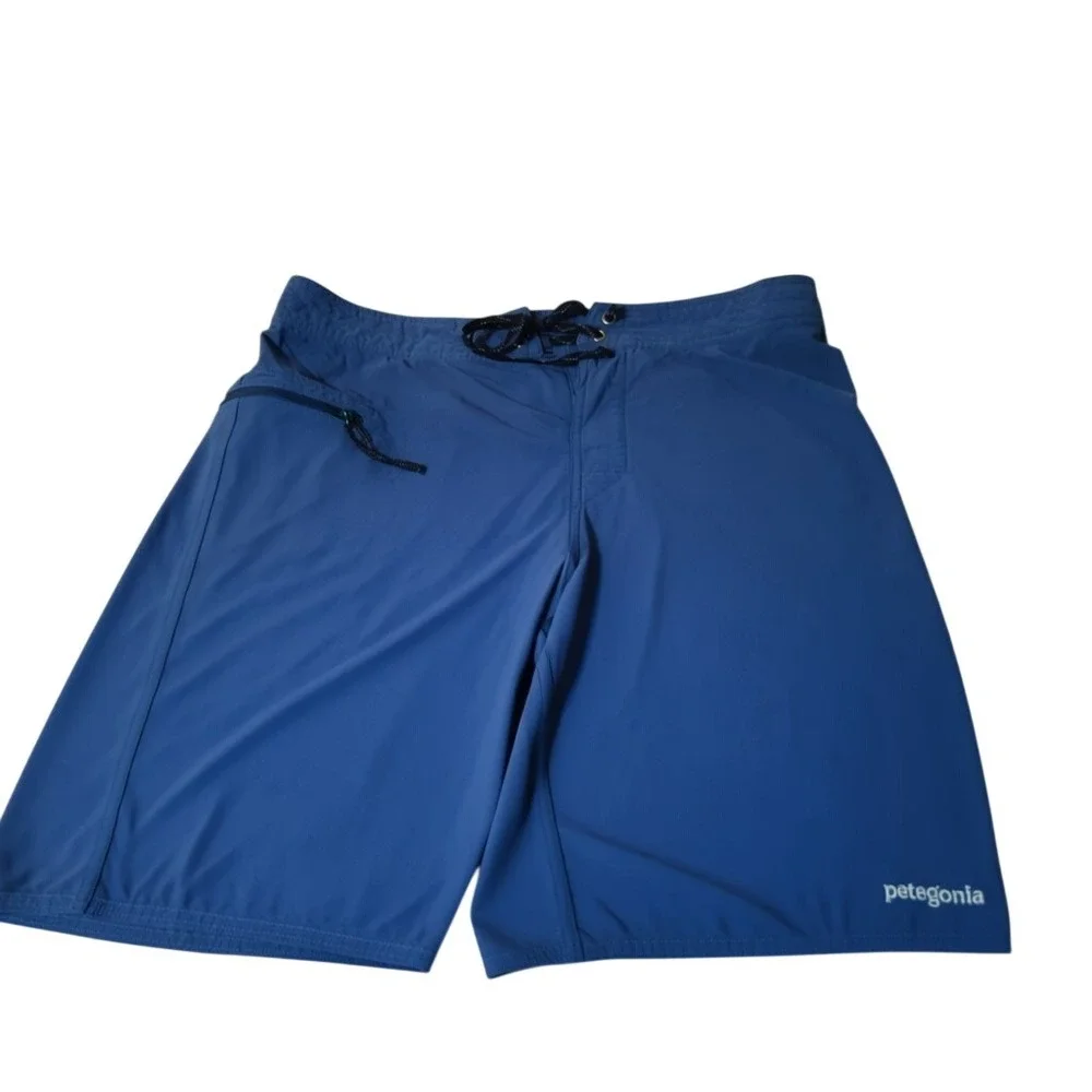 Patagonia Board Shorts Mens 35 Blue Nylon Spandex Swim Trunks Pocket